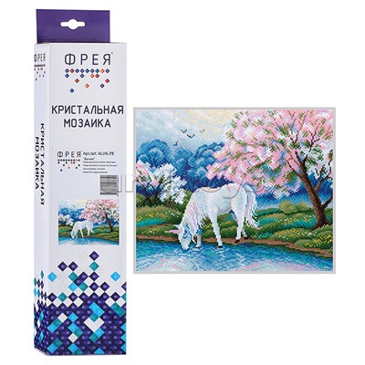 Кристальная (алмазная) мозаика 40х30 "Сказочный единорог"