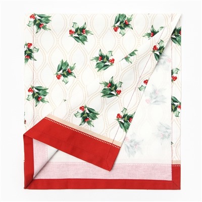 Дорожка на стол Этель «Новогоднее украшение» 30×70 см, 100% хлопок, саржа 190 г/м², бежевая/красная