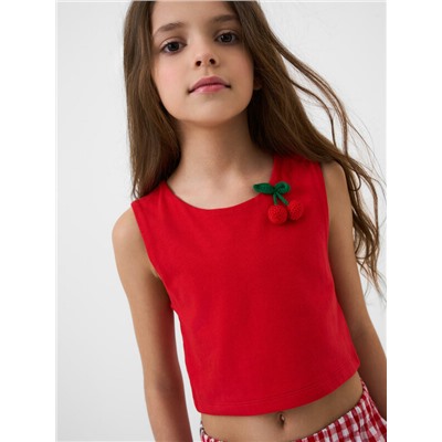 Комплект для девочек: топ трикотажный, брюки текстильные