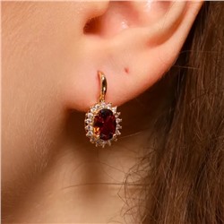 Серьги круглые ювелирная бижутерия коллекция "Дубай" покрытие: позолота, вставка: фианиты, цвет: красный, арт.314.387