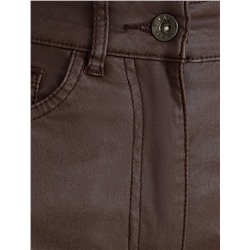 Брюки mom fit из эластичного хлопка с покрытием под кожу