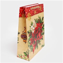 Пакет подарочный ламинированный новогодний «Цветы», 31×40×11.5 см