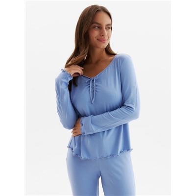 Пижама женская (лонгслив, брюки) MINAKU: Home collection, размер 50, голубая