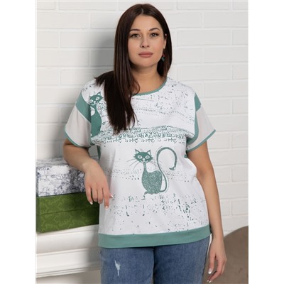 Блуза Алтея (белая/олива) Б15364-20М