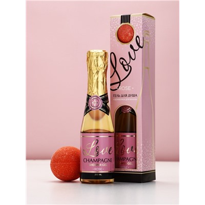 Подарочный набор Love Champagne, гель для душа шампанское 250 мл и бомбочка для ванны, Чистое счастье