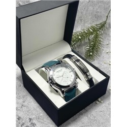 Подарочный набор для мужчины часы и браслет + коробка #22862671