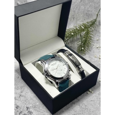 Подарочный набор для мужчины часы и браслет + коробка #22862671