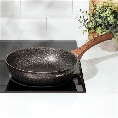 Сковорода KUKMARA Granit Ultra original, d=24 см, пластиковая ручка, антипригарное покрытие, алюминий, коричневая