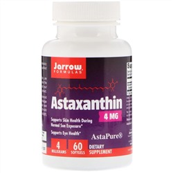 Jarrow Formulas, Астаксантин, 4 мг, 60 мягких желатиновых капсул