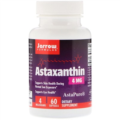 Jarrow Formulas, Астаксантин, 4 мг, 60 мягких желатиновых капсул