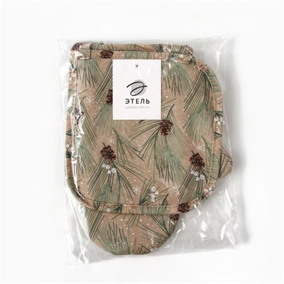 Набор Spruce branches Варежка-прихватка новогодняя 20×28 см, прихватка 19×19 см, 100% хл, ватин 250 г/м²