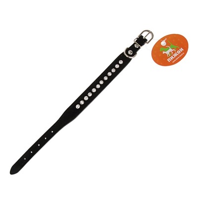 Ошейник «Бархат и стразы», 31×1.3/2 см, ОШ 22-28 см, чёрный