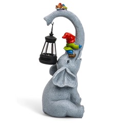 Садовая фигура из полистоуна «Слоник с гномами», 27×10×12 см, с подсветкой
