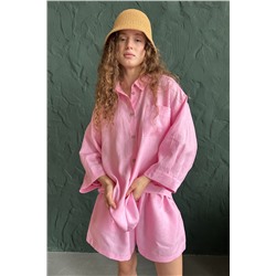 Костюм лён  SET019/27/Нежно-розовый