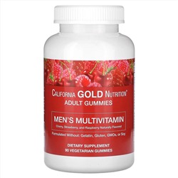 California Gold Nutrition, Жевательные пастилки с поливитаминами для мужчин, без желатина, без глютена, со вкусом органических ягод и фруктов, 90 жевательных пастилок