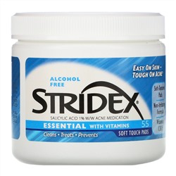 Stridex, Single-Step Acne Control, не содержащие спирта , 55 мягких салфеток, 4.21 в каждой