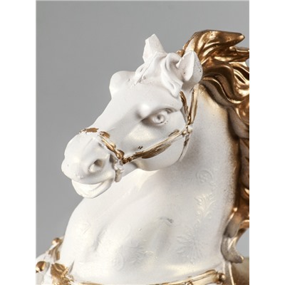 УЦЕНКА Фигура "Конь огненный" 40,5х36х15 см, белый с золотом