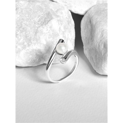 Колье из серебра с культивированным жемчугом и фианитами родированное 241-10-331р