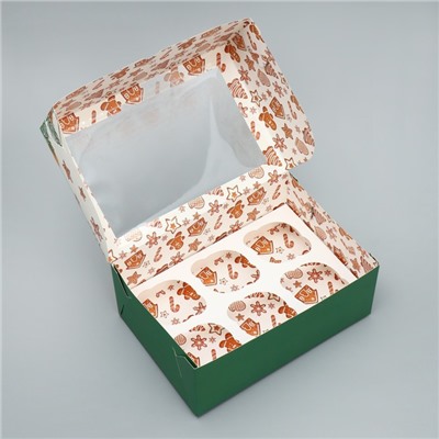 Коробка для капкейков складная с двусторонним нанесением «С Новым годом», 25×17×10 см