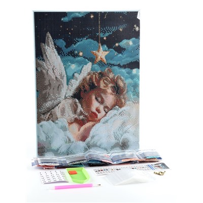 Алмазная мозаика с полным заполнением на холсте с подрамником «Ангел», 30×40 см