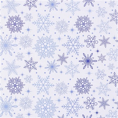 Упаковочная бумага на новый год глянцевая двухсторонняя «Снежинки», 50×70 см