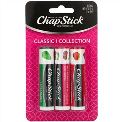 Chapstick, Защитный бальзам для губ, классическая коллекция, 3 тюбика по 4 г