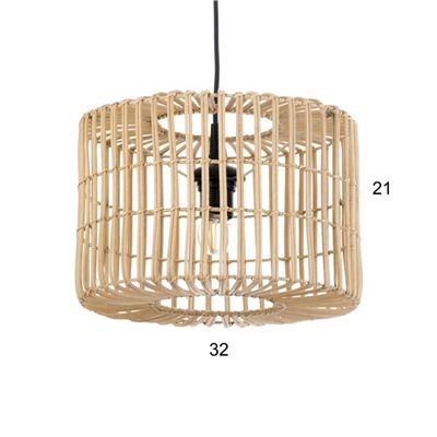 Светильник потолочный из ротанга «Бима», 1×120 Вт, Е27, 30×30×20 см