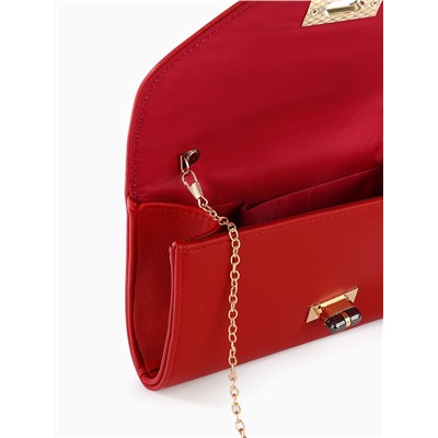 Сумка-клатч женская вечерняя на клапане, на золотистой цепочке, однотонная, бордовая