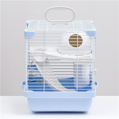 Клетка для грызунов укомплектованная, 23×19×28 см, голубая