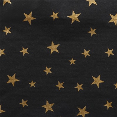 Бумага упаковочная тишью, новогодняя упаковка «Звезды на черном», 50×66 см