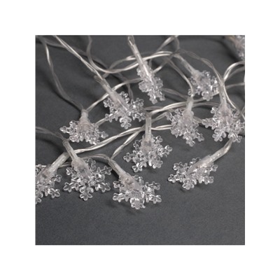 Гирлянда «Нить» 3 м с насадками «Снежинки малые», IP20, прозрачная нить, 20 LED, свечение мульти (RG/RB), мигание, USB