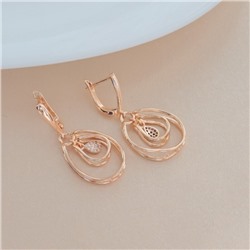 Серьги с подвеской ювелирная бижутерия коллекция "Дубай", покрытие позолота, вставка: фианиты, цвет: прозрачный, арт.213.558