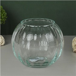 Ваза «Шар», 1.1 л, d горла 8.5 см, 13.5×11 см, стекло, рифлёная, прозрачная