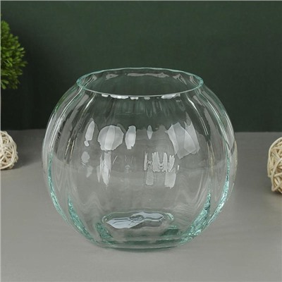 Ваза «Шар», 1.1 л, d горла 8.5 см, 13.5×11 см, стекло, рифлёная, прозрачная