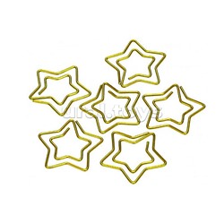 Скрепки фигурные звездочка L30 мм, 12 шт., пластиковая коробка, европодвес, золотые