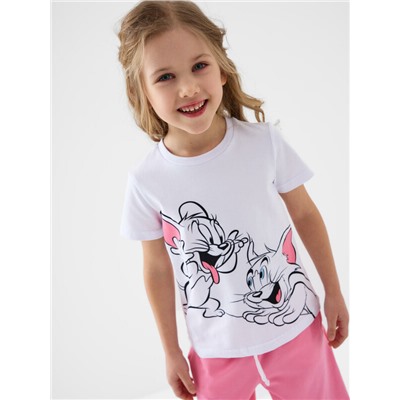 Комплект трикотажный для девочек: фуфайка (футболка), брюки