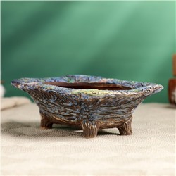 Декоративный горшок - бонсайница для кактусов и суккулентов, 200 мл, 16.5×11.5×5 см, керамический