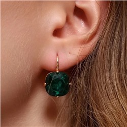 Серьги с кристаллом под Swarovski ювелирная бижутерия коллекция "Дубай" покрытие позолота, вставка: стекло, цвет: изумрудный, арт.414.693