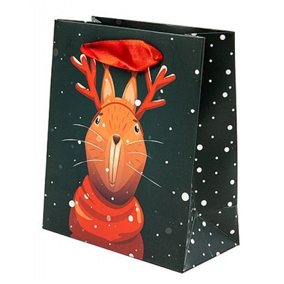 Пакет бумажный 12х14х6 см "Новый Год" с атлас.лент.,ламинированный NFYXS 01 Stilerra