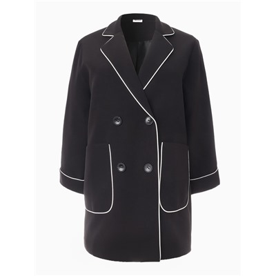 Пиджак женский с кантом MINAKU: Casual Collection, чёрный, размер 44