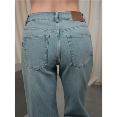 Актуальная коллекция CONTE CON-830 Синие джинсы straight ULTRA-LONG с эффектом зелёного тинта