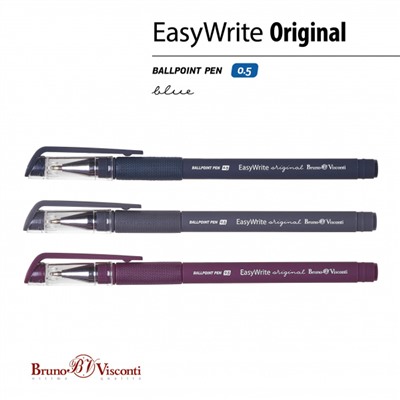 Ручка шариковая 0.5мм "EasyWrite.ORIGINAL" синяя (3 цвета корпуса) 20-0048 Bruno Visconti