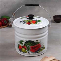 Ведро эмалированное, 10 л, с крышкой, деколь МИКС, цвет белый