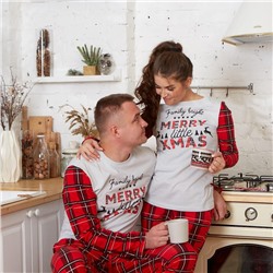 Пижама новогодняя женская (лонгслив, брюки) KAFTAN X-mas, размер 52-54 49