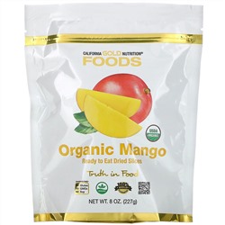 California Gold Nutrition, Органическое манго, готовые к употреблению сушеные ломтики, 8 унций (227 г)