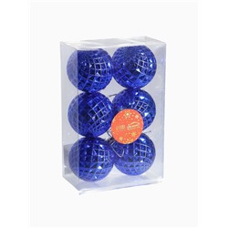 Ёлочные игрушки «Сетка», шары новогодние, набор 6 шт., d=6 см, синий