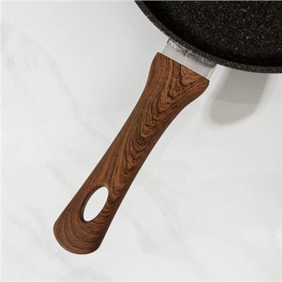 Сковорода KUKMARA Granit Ultra original, d=26 см, пластиковая ручка, антипригарное покрытие, алюминий, тёмно-коричневая