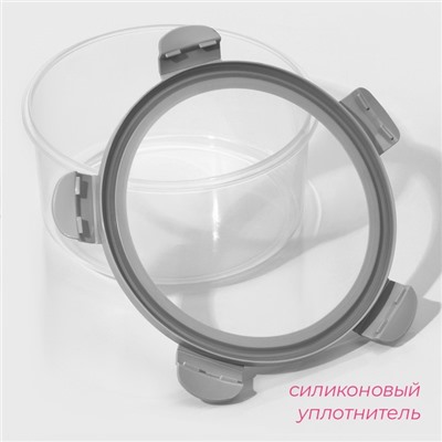 Контейнеры для еды Доляна, пластик, набор 3 шт., 500 мл, 1 л, 1.9 л, прозрачные