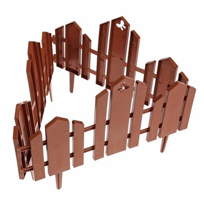 Ограждение декоративное, 25×170 см, 5 секций, пластик, терракотовое, «Чудный сад»