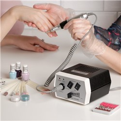 Аппарат для маникюра Luazon LMH-03, 6 насадок, 35 Вт, до 30000 об/мин, бело-чёрная